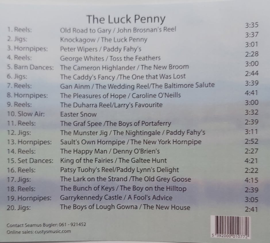 Seamus Bugler with Billy Greenhall on piano - The Luck Penny
