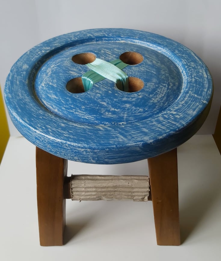 Button Stool in blue