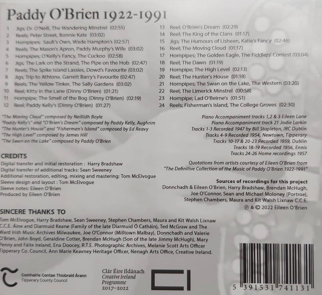 Paddy O' Brien 1922-1991 <h4> Solo Recordings of the Legendary Paddy O' Brien